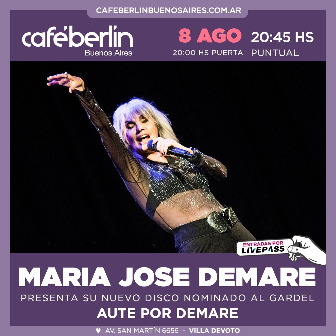 María José Demare presenta Aute por Demare en Café Berlín